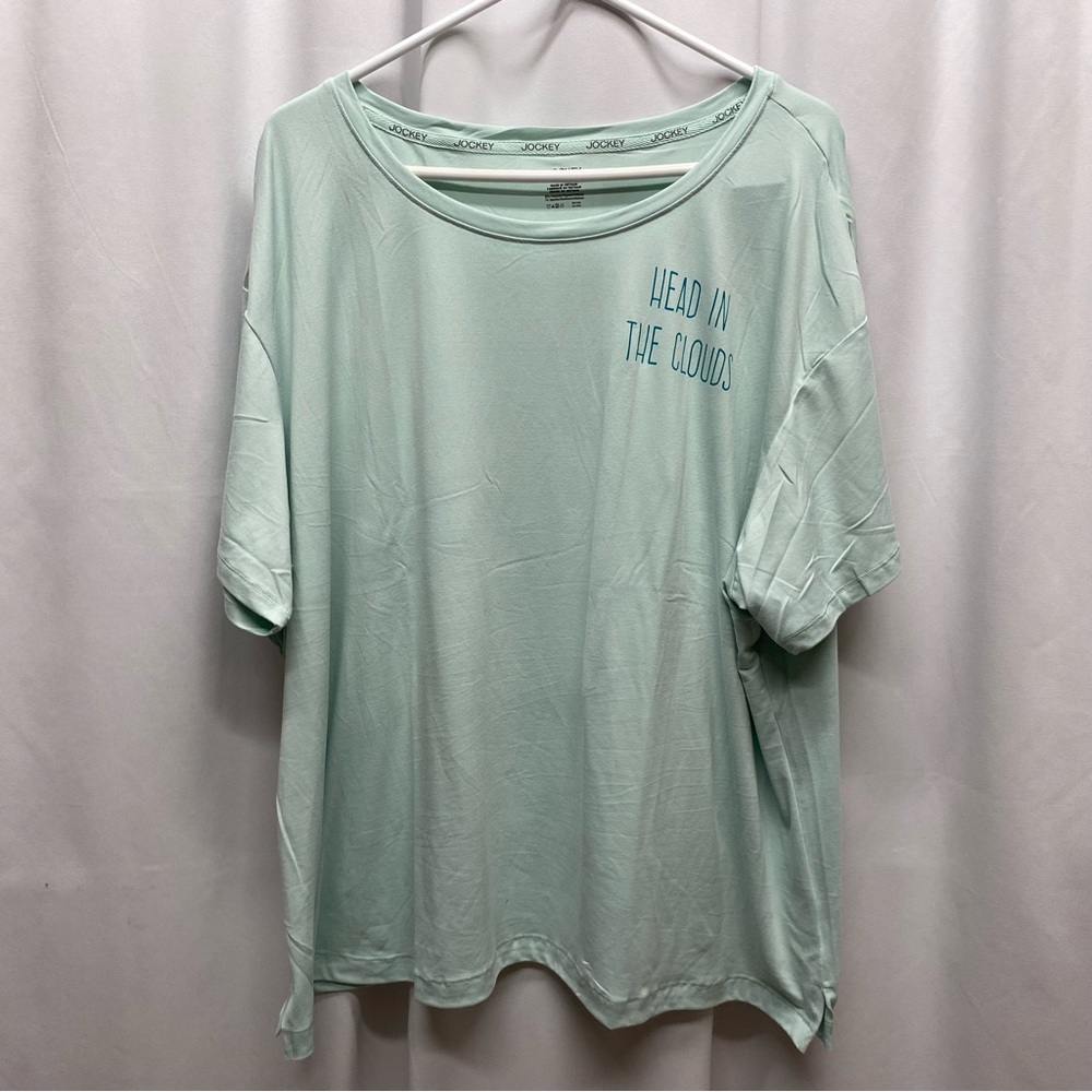 Jockey womens 3x head in the clouds short sleeve t-shirt blue new with tags